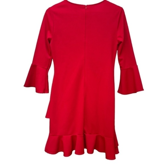 Lulus Red Ruffle Bodycon Mini Dress 3/4 Bell Sleeve Womens Size M‎ - Picture 2 of 9